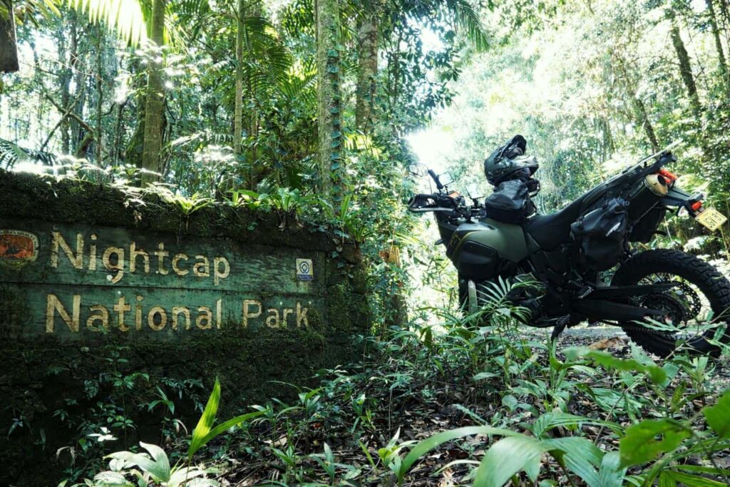Night cup National Park near Byron Bay with motorbike in full ground